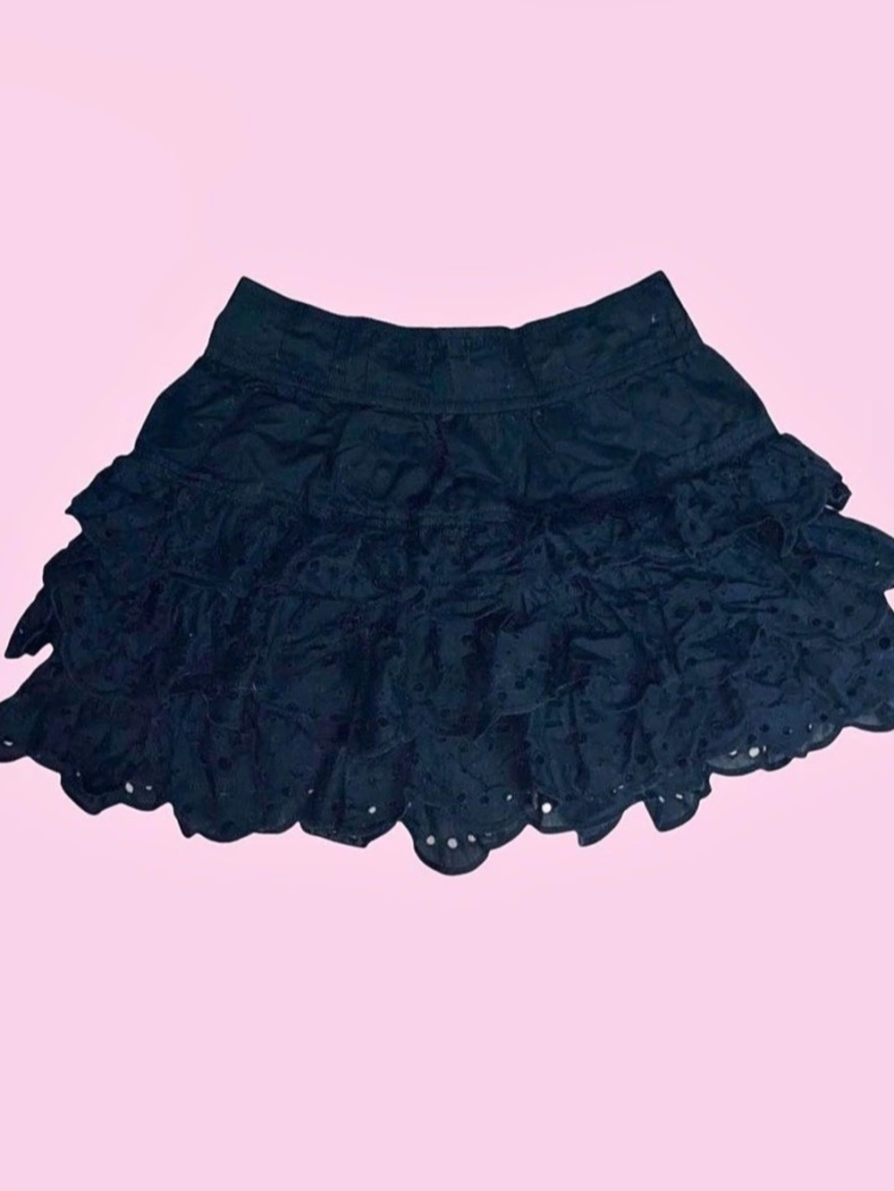 Navy Blue Ruffle Mini Skirt Like New - Picture 2 of 3